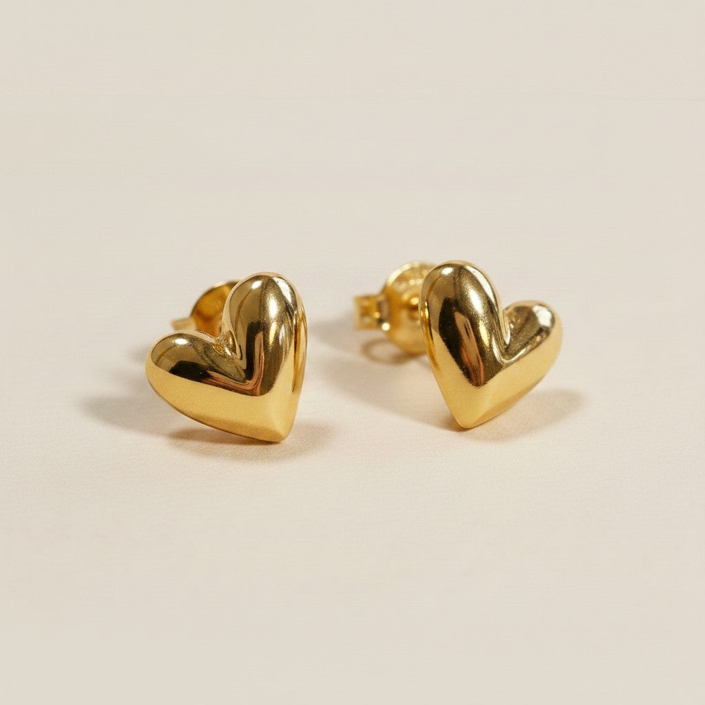 💛 18k Gold Filled Mini Uneven Heart Stud Earrings — Imperfect by Design. Perfectly Charming