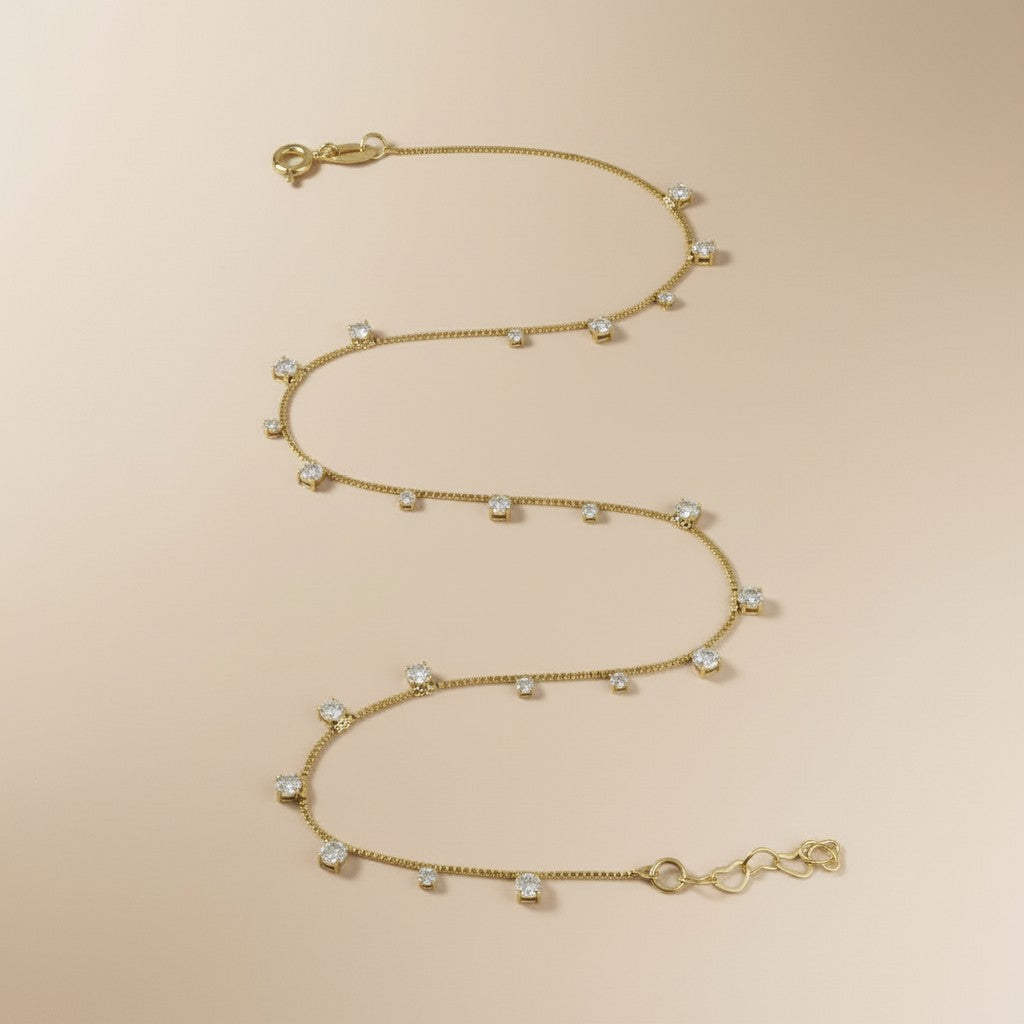 ✨ 18k Gold Filled Micro CZ Drop Anklet — Tiny Sparkle, Endless Charm