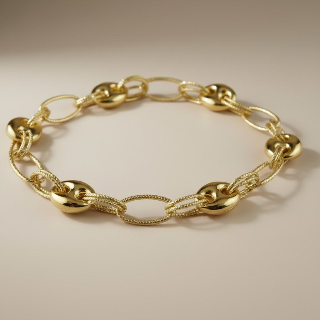 ⚓ 18k Gold Filled Puffy Mariner Bracelet — The Maritime Classic, Elevated to Something Extraordinary