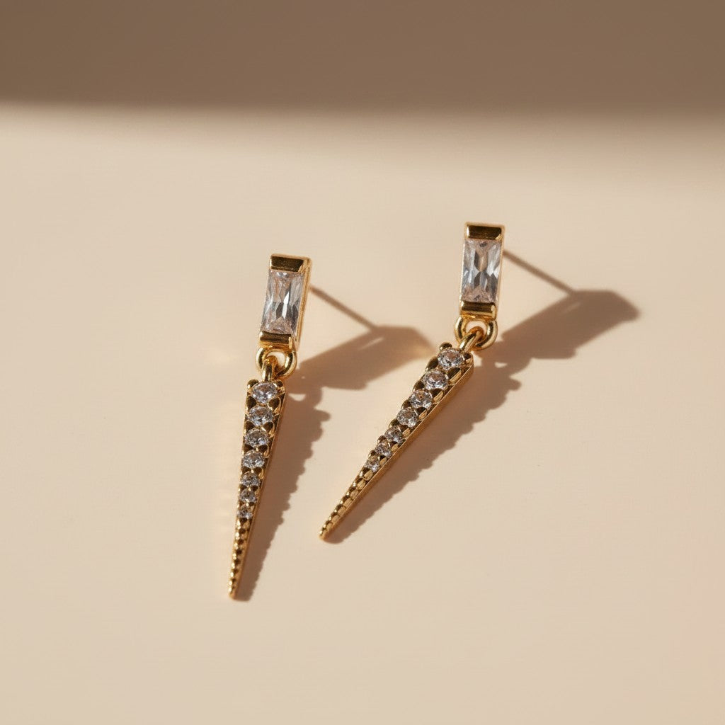 ✨ 18k Gold Filled CZ Chandelier Earrings — Two Tiers. Fully Set. Completely Dazzling.