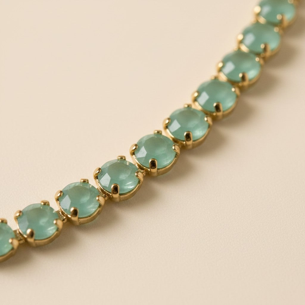 18k Gold Filled 3mm Mint Cubic Zirconia Necklace
