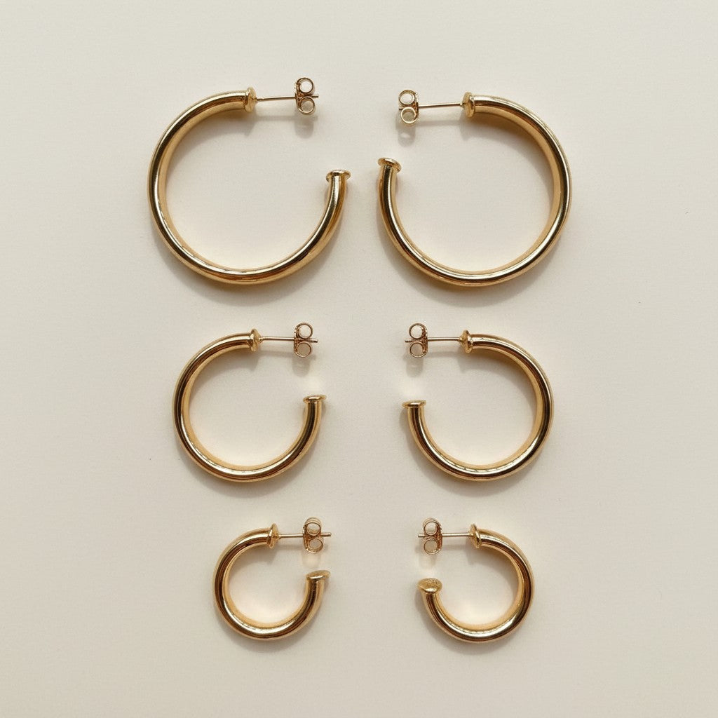 18k Gold Filled Polished Twisted Tube Hoop Earrings | Available in 4 Sizes