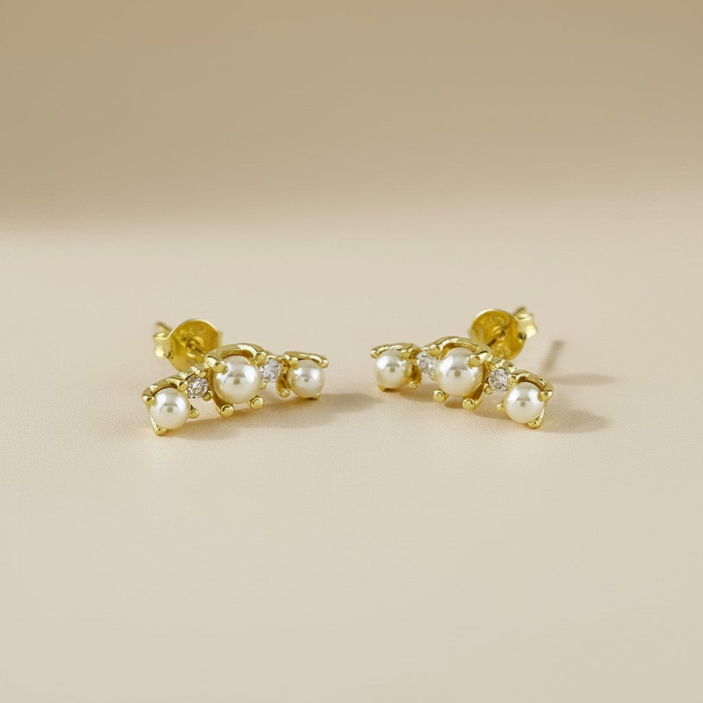18k Gold Filled Pearl & Crystal Earrings