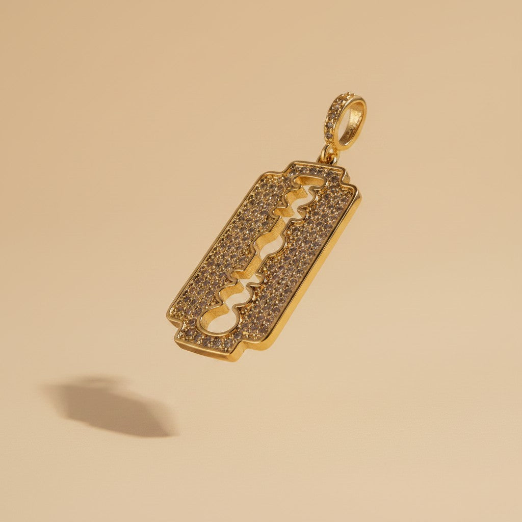 ⚡ 18k Gold Filled Pavé CZ Double Blade Pendant — Two Points. Full Crystal Coverage. The Most Directional Pendant.