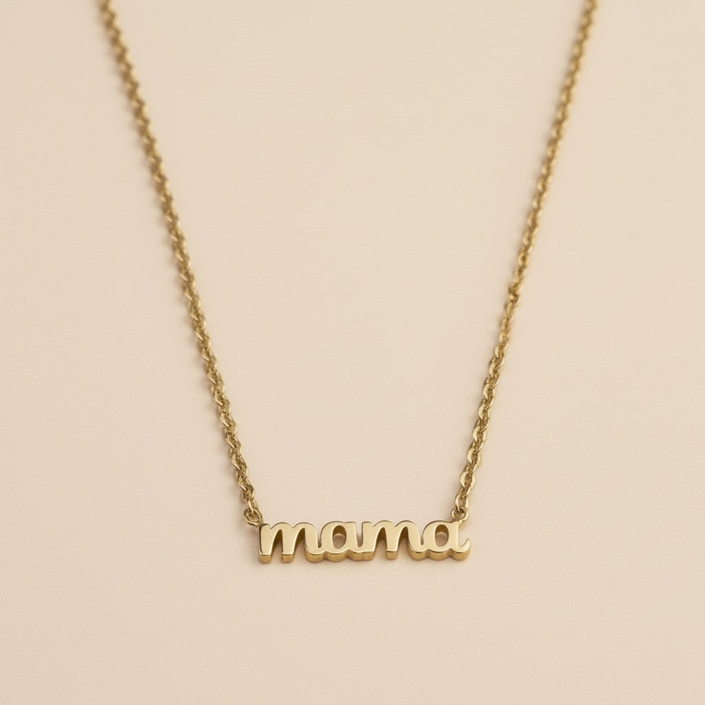 Mama Necklace - Script Pendant Mother's Day Gift | Gold Mom Jewelry