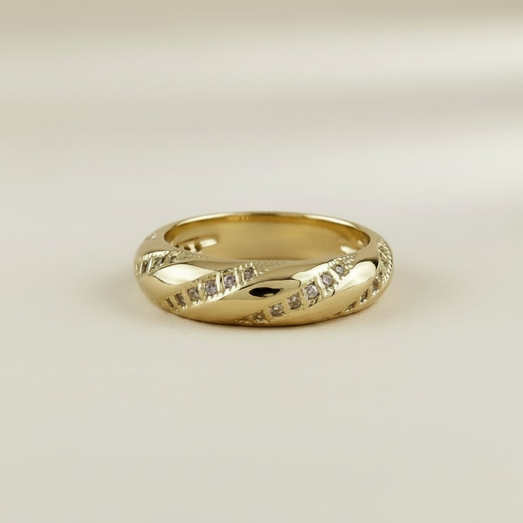 ✨ 18k Gold Filled CZ Ribbon Ring — The Band That Wraps the Finger in Something Beautiful