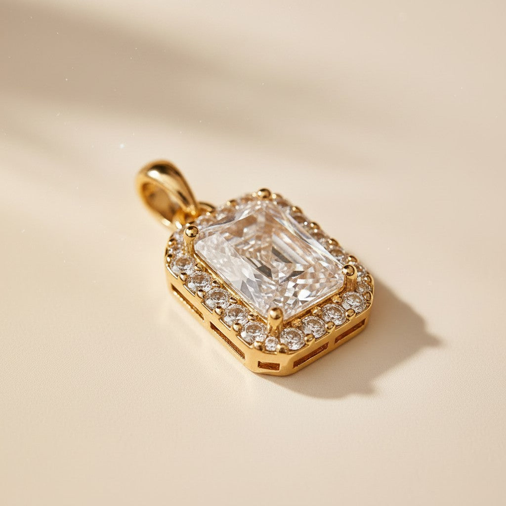 18k Gold Filled Cushion-Cut CZ Solitaire Pendant | Fire, Life &amp; Brilliance