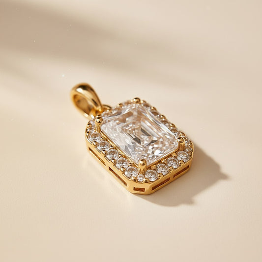 18k Gold Filled Cushion-Cut CZ Solitaire Pendant | Fire, Life &amp; Brilliance