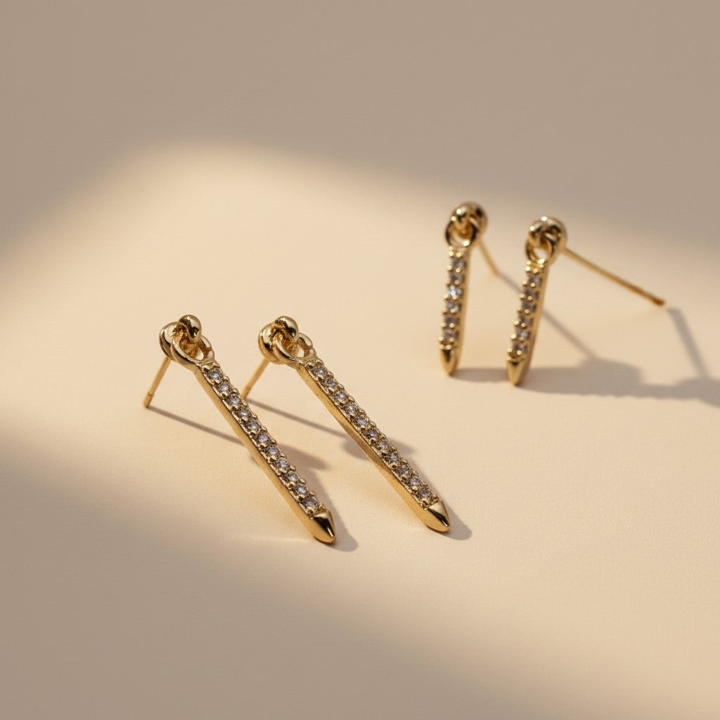 ⚡ 18k Gold Filled Pavé CZ Spear Drop Earrings — Fully Crystalline. Directionally Pointed. Two Lengths