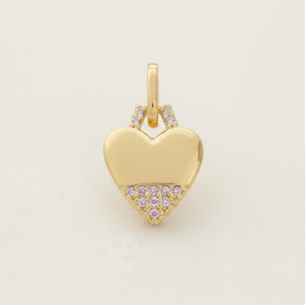 💛 18k Gold Filled Heart CZ Pendant — Warm Gold Above. Sparkling Detail Below.