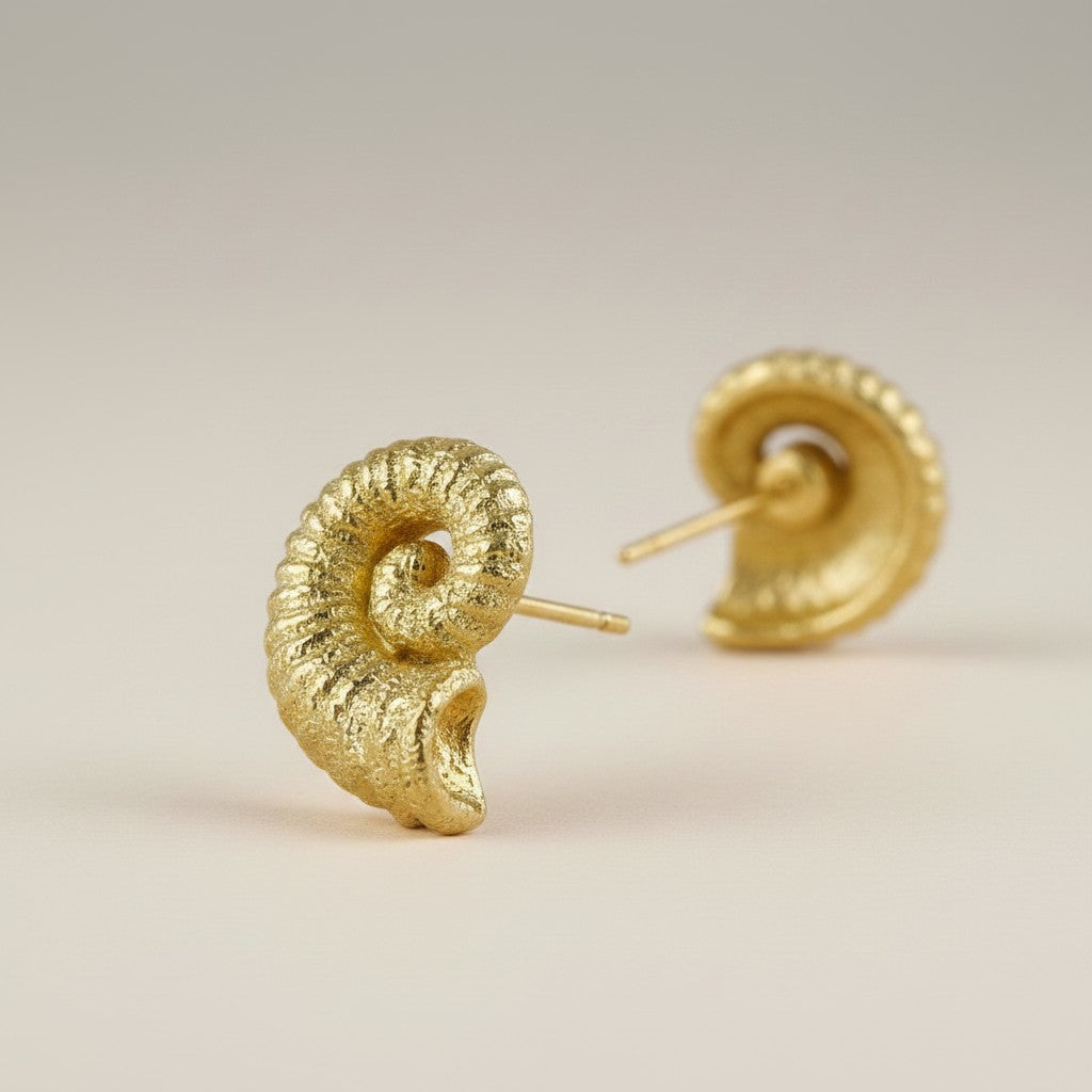 18k Gold Filled Nautilus Stud Earrings — Nature's Most Perfect Geometry, On Your Ear