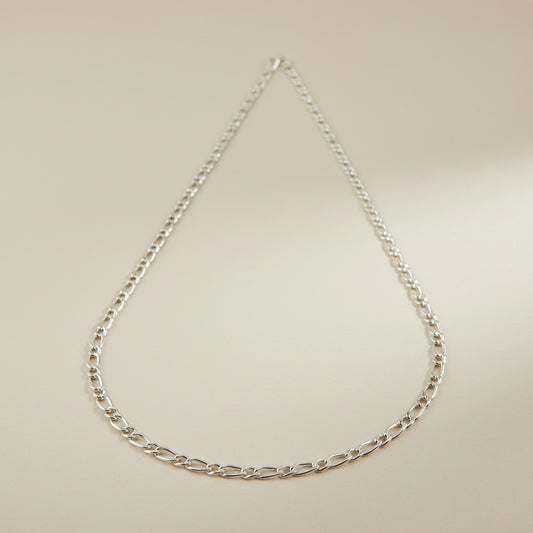 Sterling Silver 3.9mm Figaro Chain — Round Meets Oval. The Cleanest Rhythm in Silver.