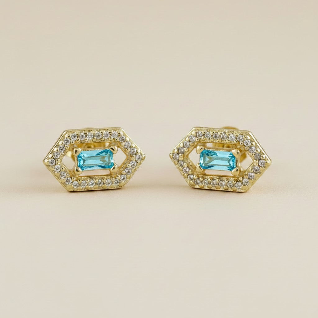 18k Gold Filled Baguette Birthstone Earrings | Personalized Sparkle