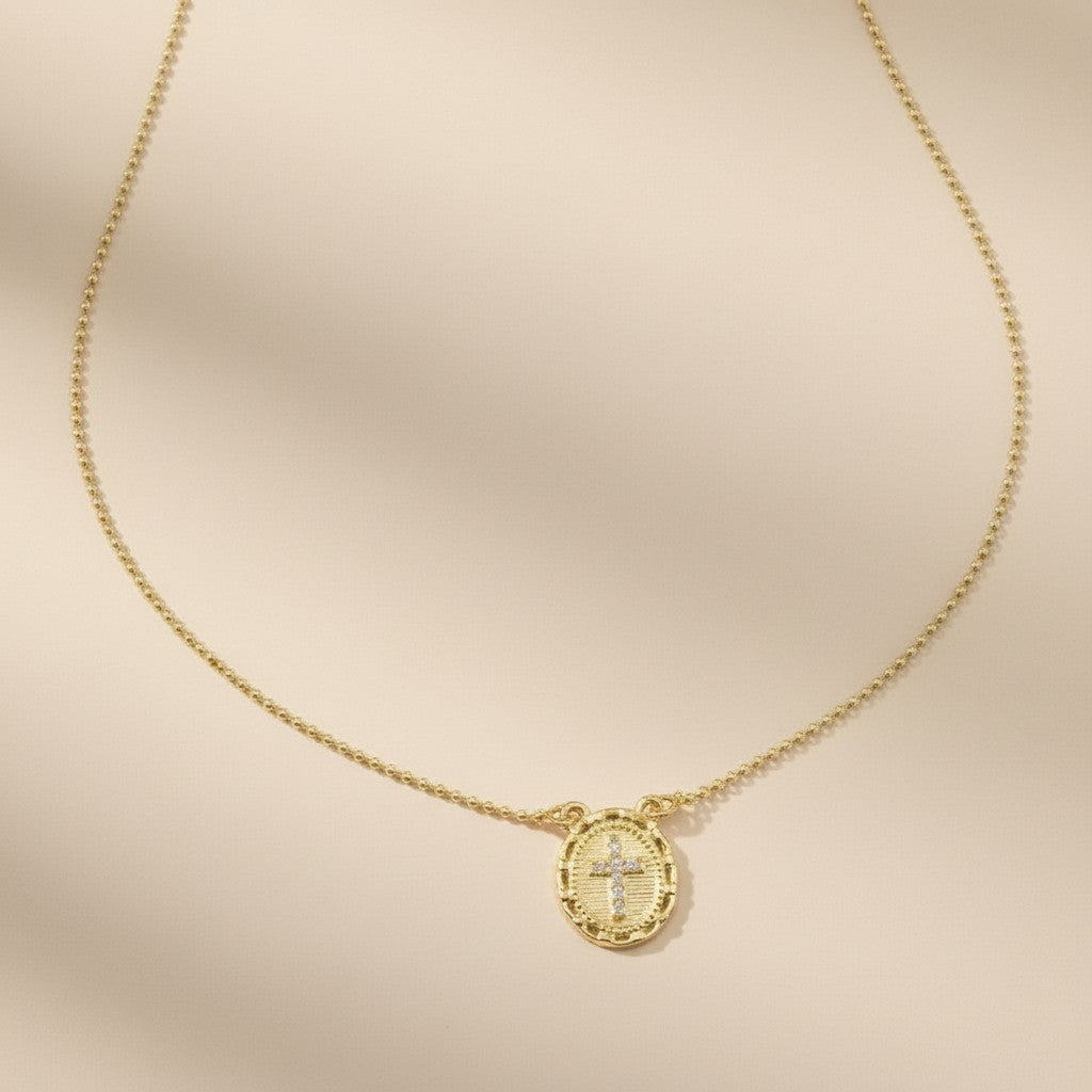 Scapular Cross Necklace with CZ Diamonds - Adjustable Religious Jewelry for Women | Handmade Brazilian Chain