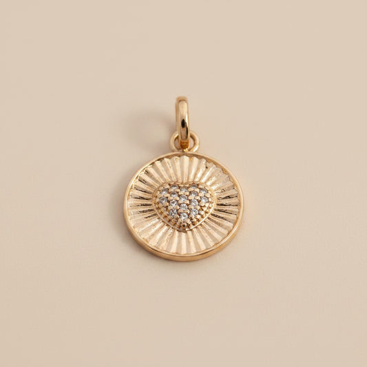 💛 18k Gold Filled Spoke Textured Heart CZ Pendant — A Heart Surrounded by Light.