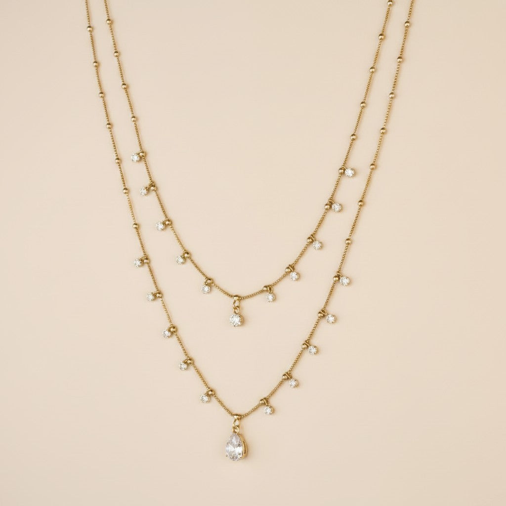 18k Gold Filled CZ Teardrop Satellite Necklace | The Upgraded Best Seller