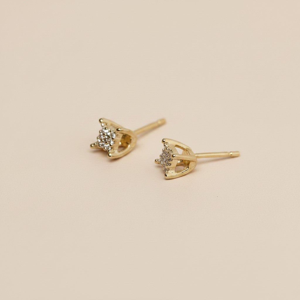 ✨ 18k Gold Filled Mini Pavé CZ Square Stud Earrings — Small. Square. Fully Sparkling.