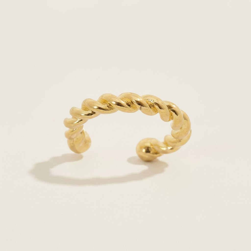 18k Gold Filled Twisted Ear Cuff | Delicate Everyday Edge