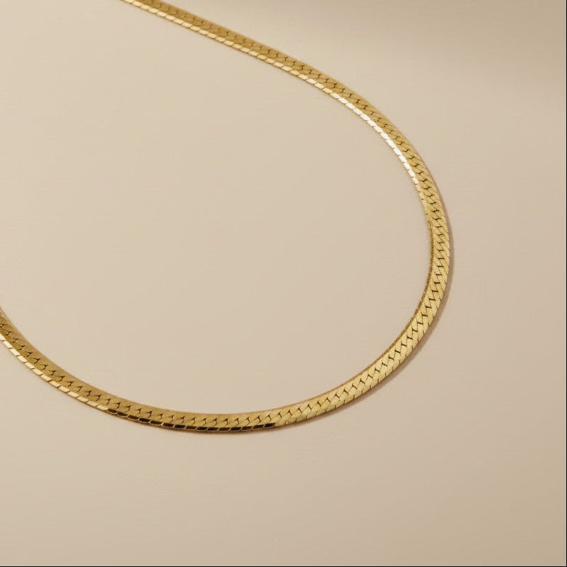18K Gold Filled Diamond Cut Herringbone Choker Necklace