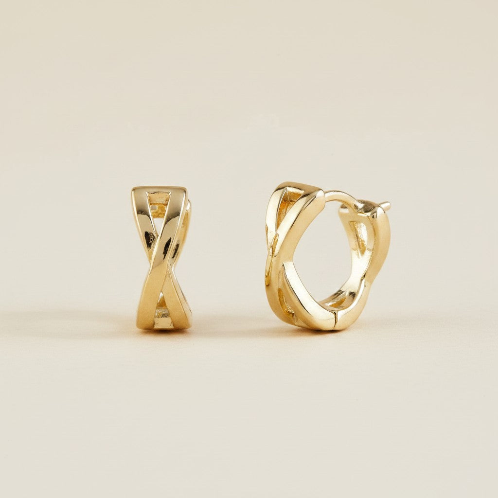 18k Gold Filled X Clicker Hoop Earrings | Distinctive Everyday Elegance