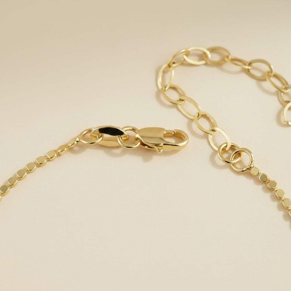 18k Gold Filled Mini Flat Dots Chain Bracelet | Dainty Everyday Texture