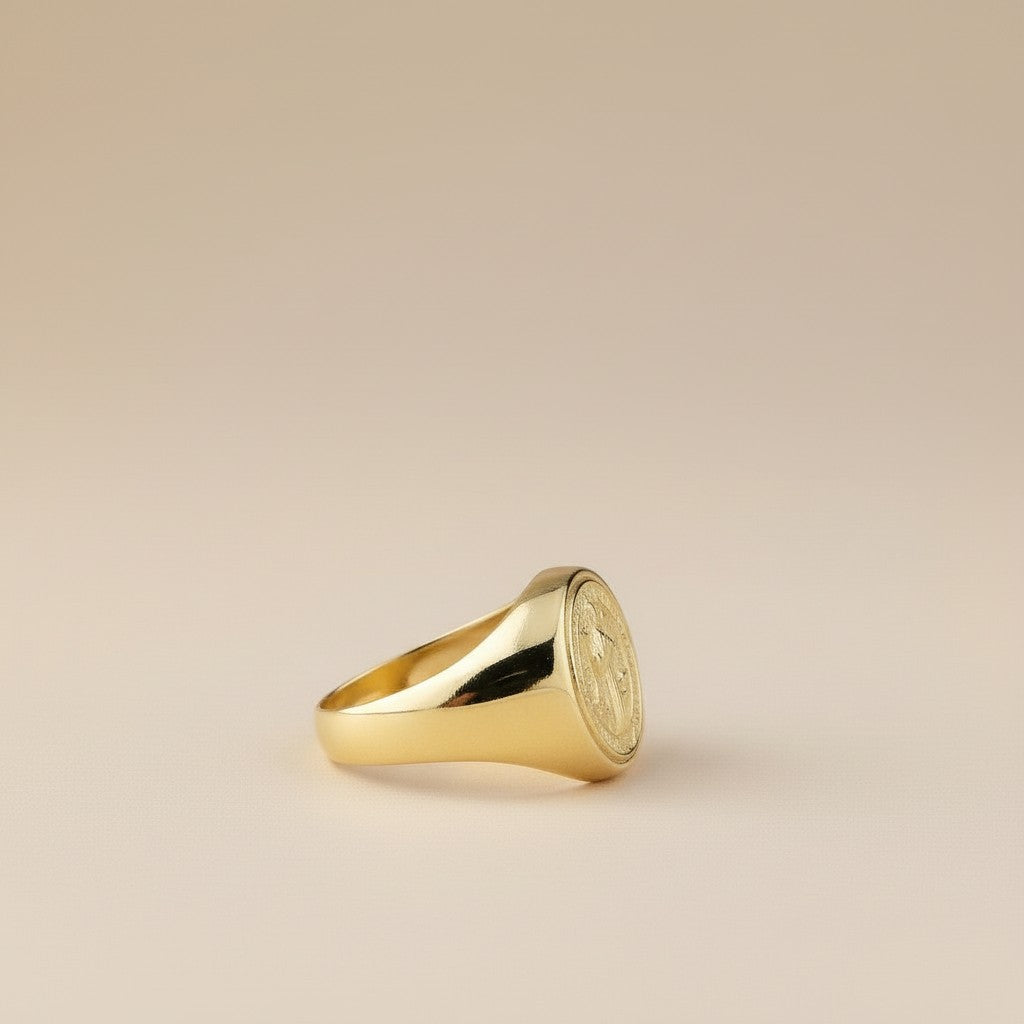 Saint Benedict Signet Ring - Religious Statement Ring for Men & Women