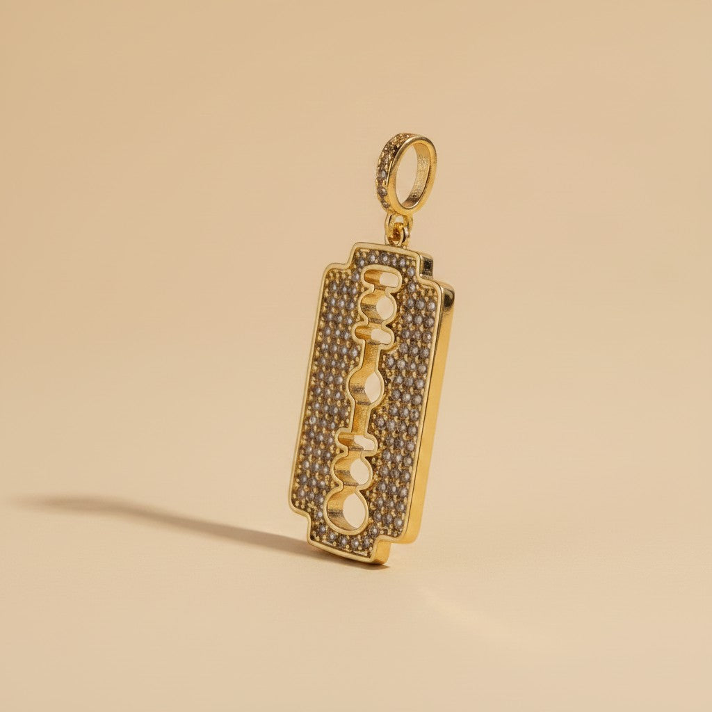 ⚡ 18k Gold Filled Pavé CZ Double Blade Pendant — Two Points. Full Crystal Coverage. The Most Directional Pendant.