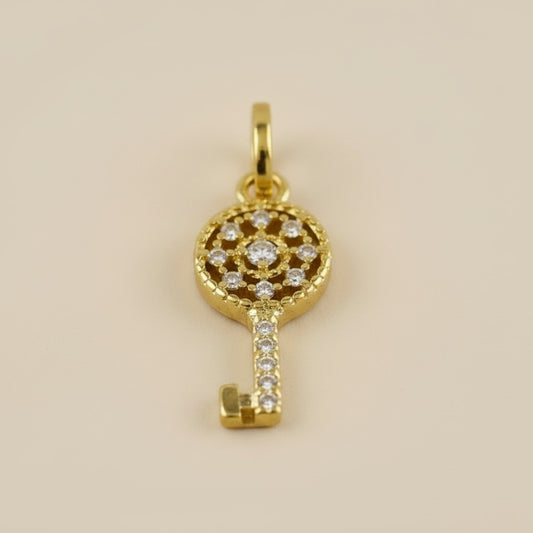🗝️ 18k Gold Filled Pavé CZ Key Charm — Unlock What's Next. In Continuous Crystal Light.