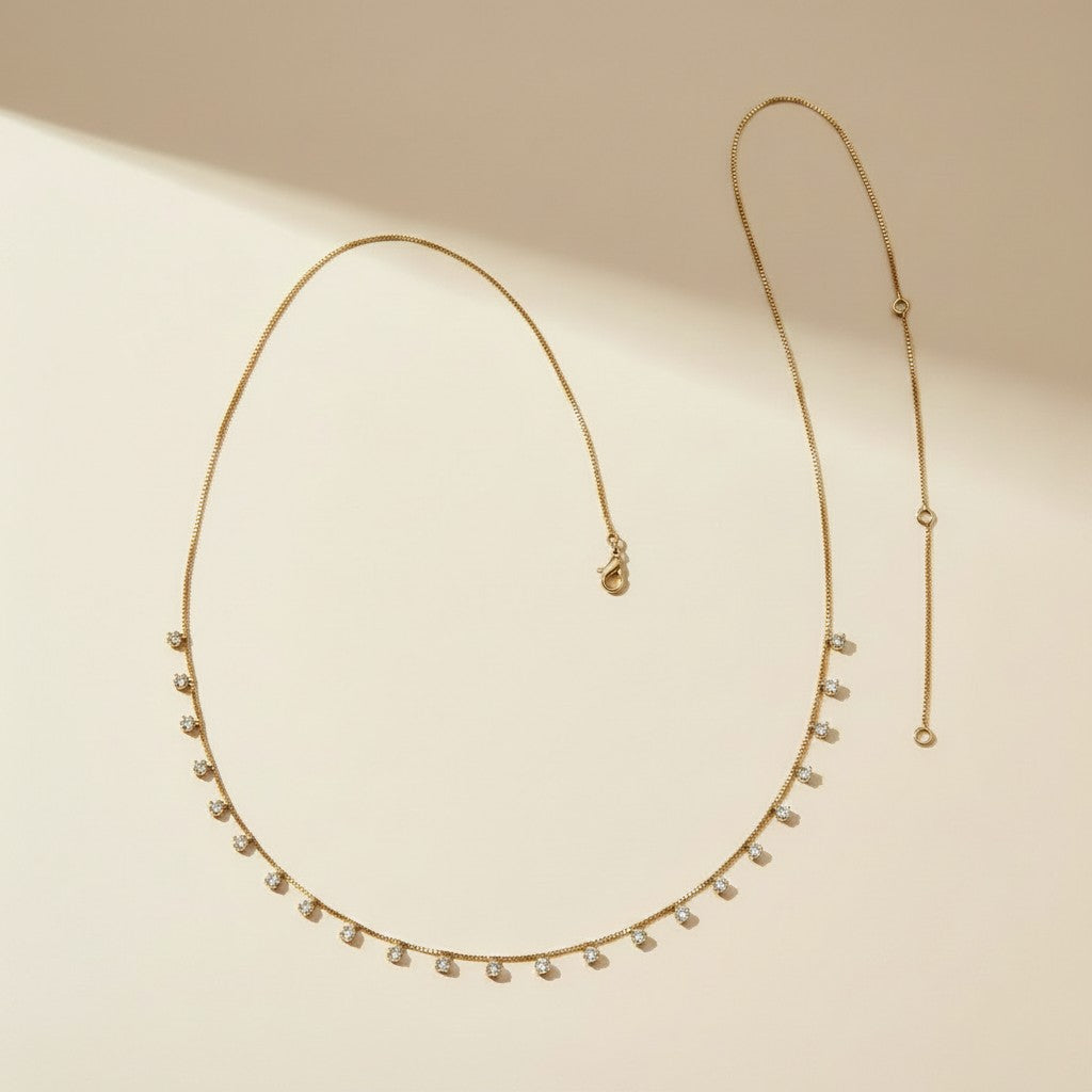 18k Gold Filled CZ Belly Chain | Adjustable Body Jewelry