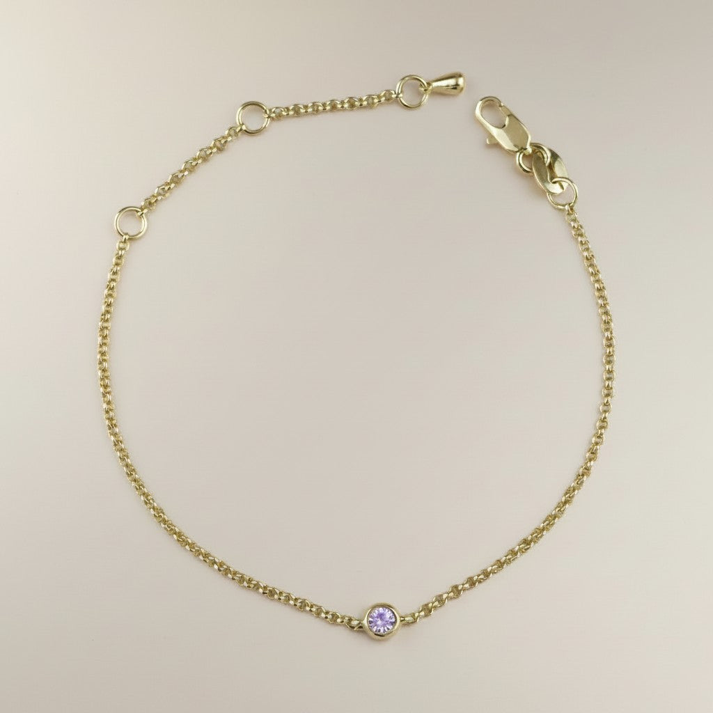 18k Gold Filled Birthstone Bezel Bracelet — Your Color. Your Month. At the Wrist. Always.