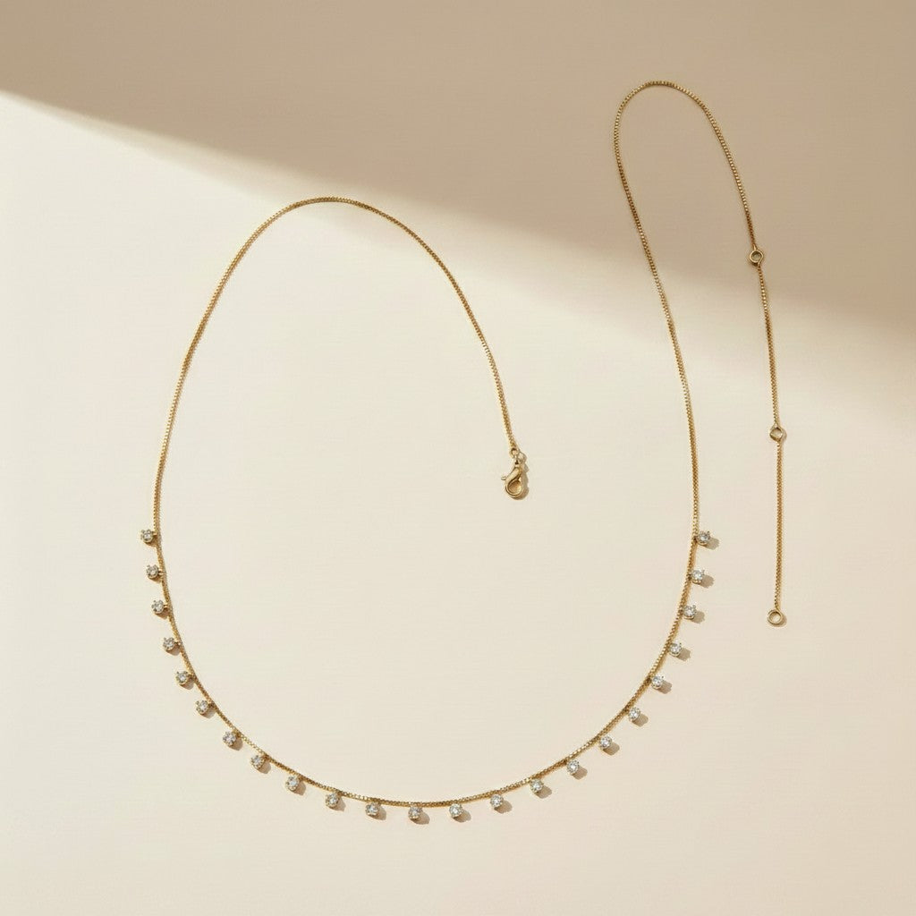 18k Gold Filled CZ Belly Chain | Adjustable Body Jewelry