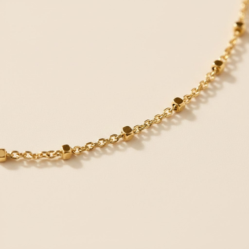18k Gold Filled 1mm Spaced Beaded Bracelet | Delicate Everyday Style