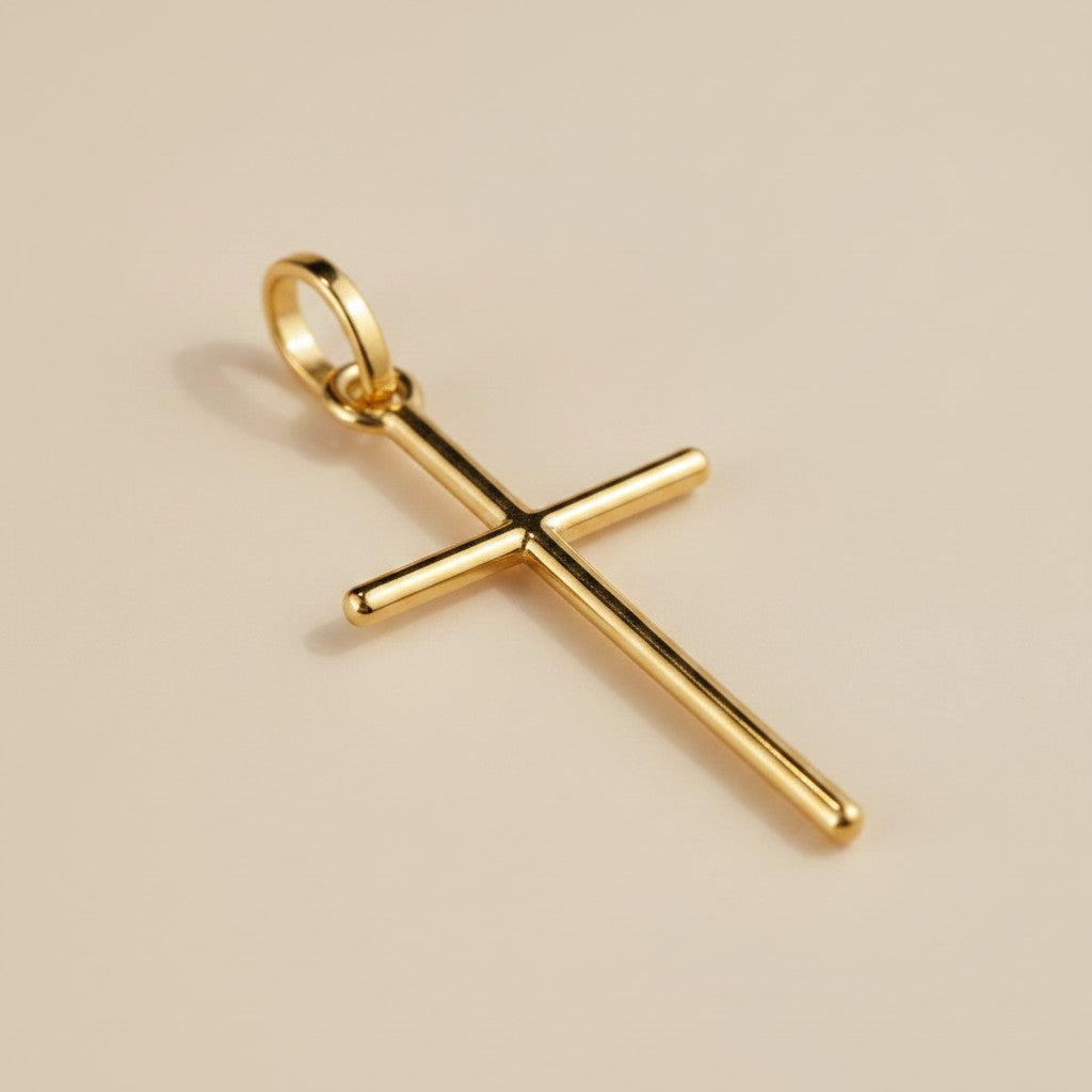 ✝️ 18k Gold Filled Thin Plain Cross Pendant — Faith, Simplified. Warm Gold, Nothing More.
