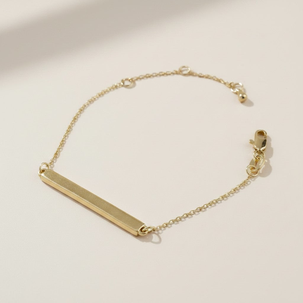 18k Gold Filled Polished Bar Bracelet | Sleek Minimalist Elegance