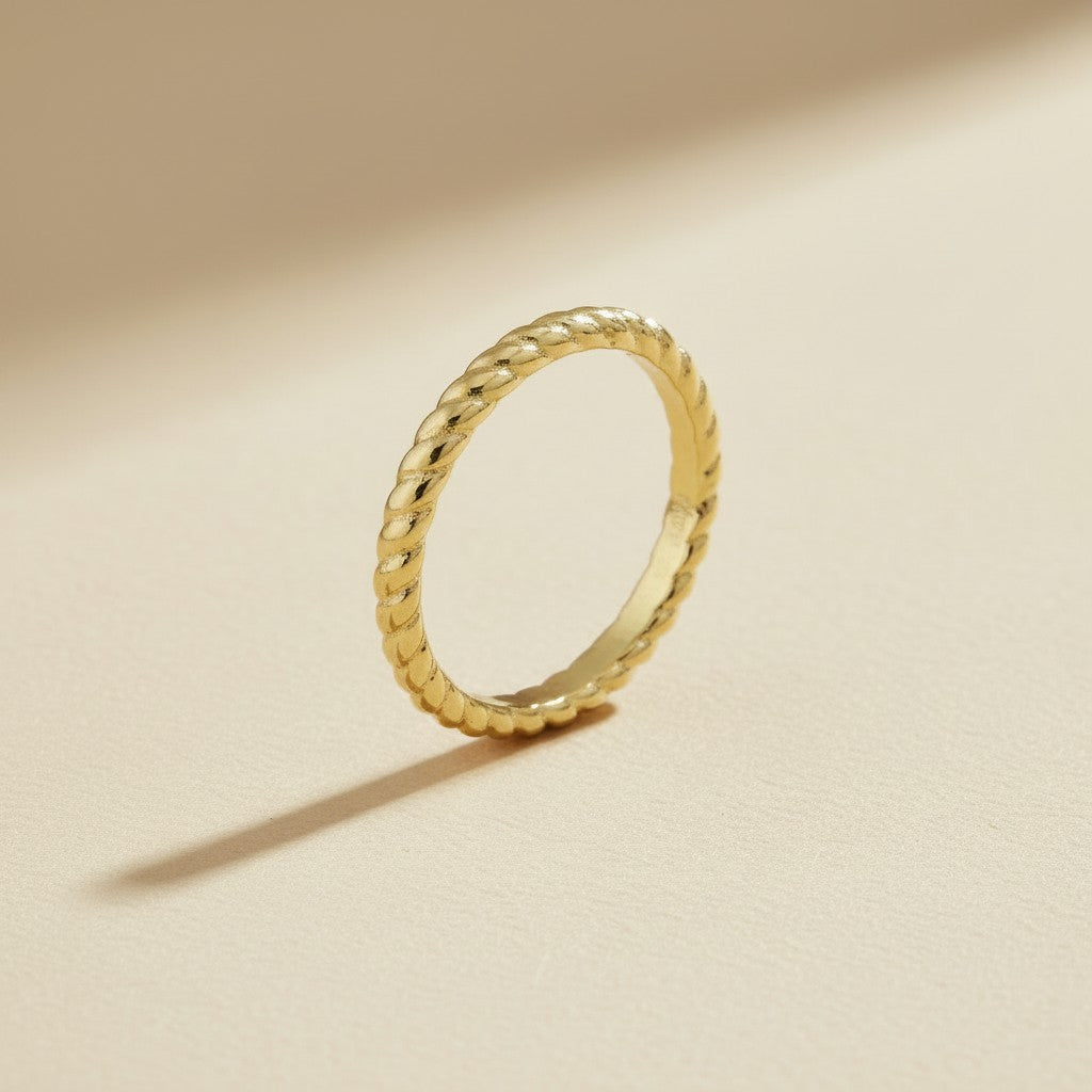 ✨ 18k Gold Filled Twisted Band Ring — The Rope Twist, Scaled to Its Most Elegant Width.
