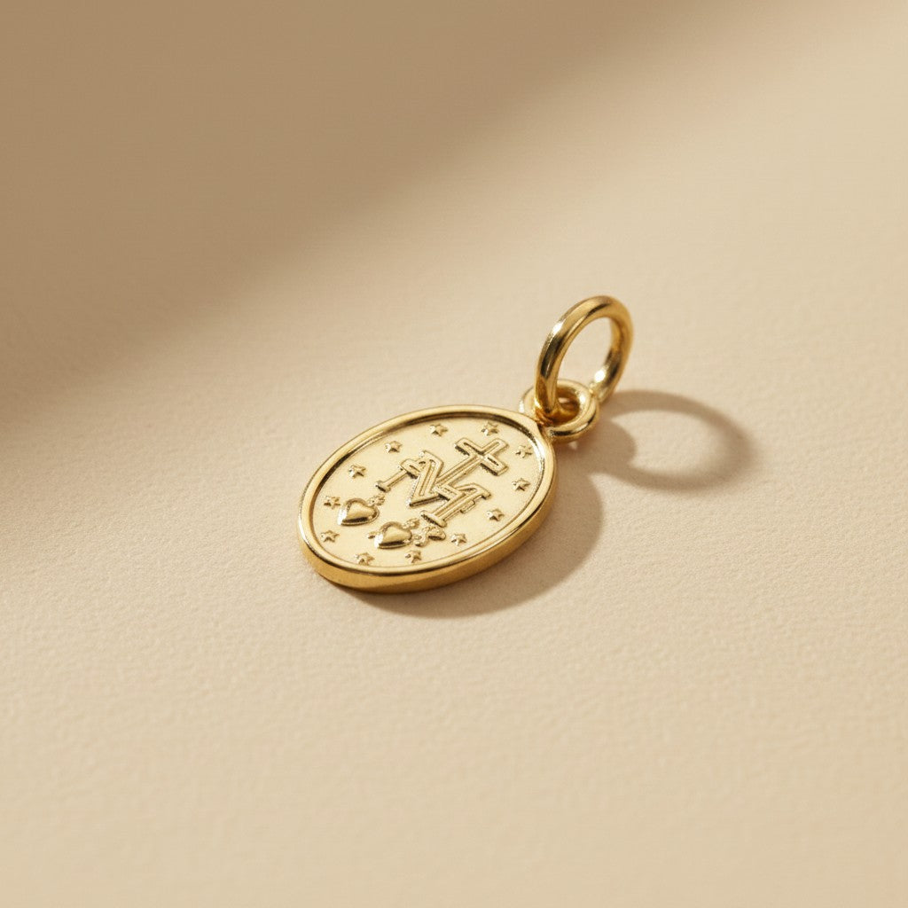 🙏 18k Gold Filled Mini Lady of Grace Double-Sided Medal Pendant — Two Sides of Devotion. One Intimate Pendant.