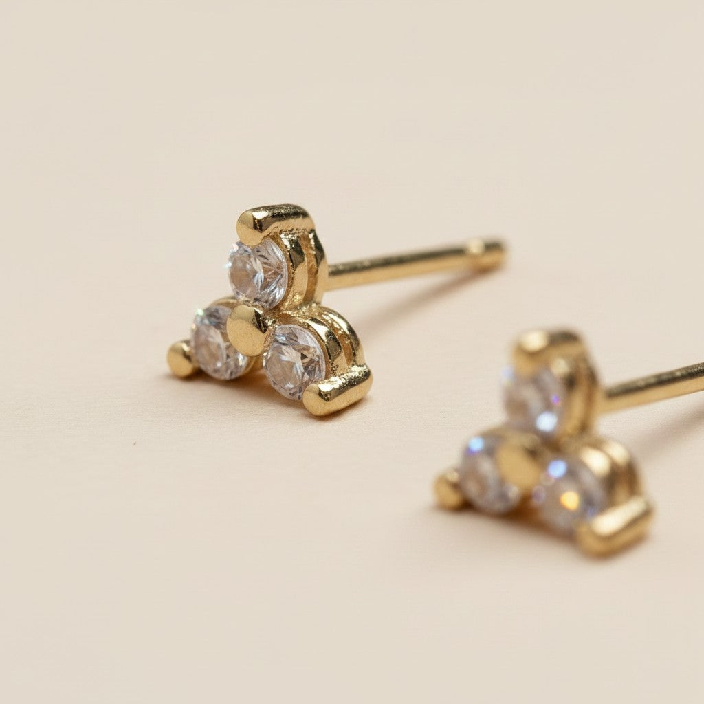 🌸 18k Gold Filled Mini Flower CZ Stud Earrings — A Tiny Bloom. A Little Sparkle. The Ear Complete