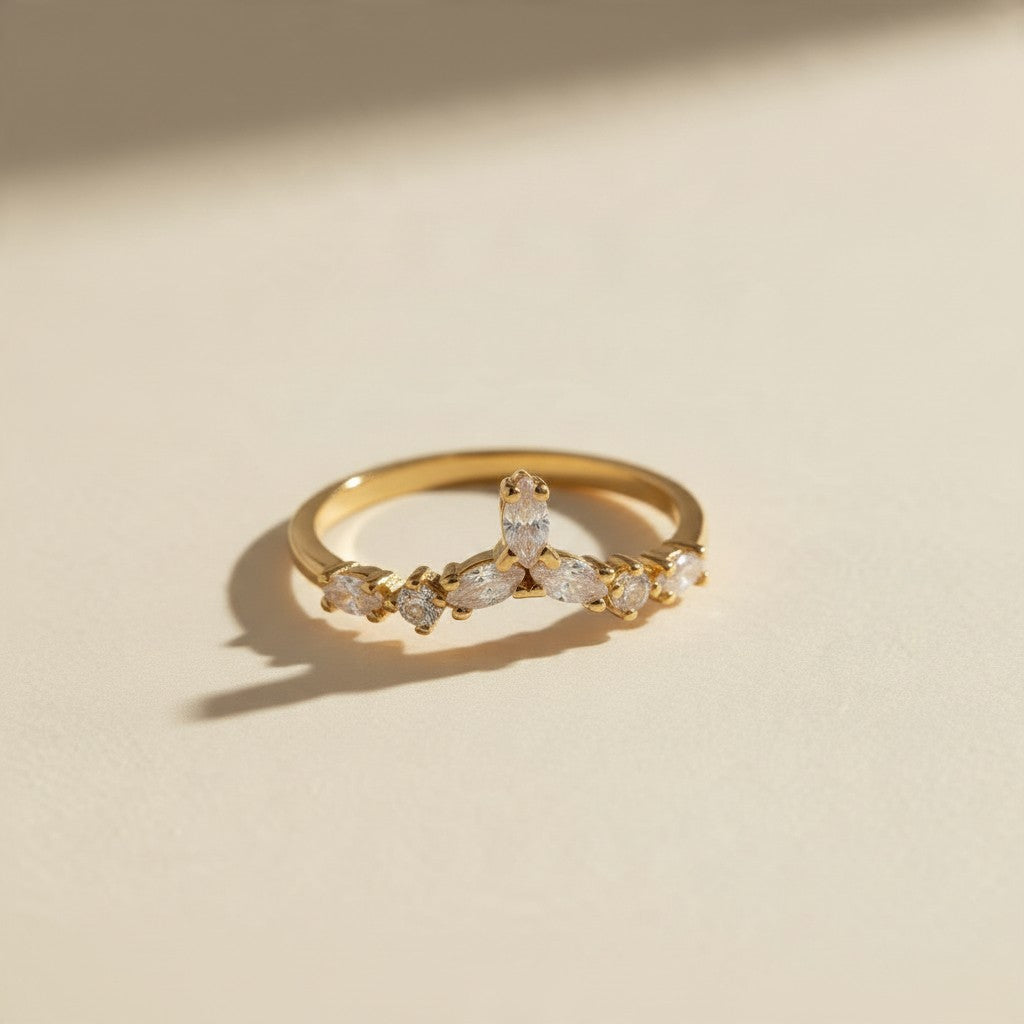 ✨ 18k Gold Filled Domed Pavé CZ Lattice Band Ring — Sculpted Profile. Lattice Sparkle. The Most Three-Dimensional Ring.