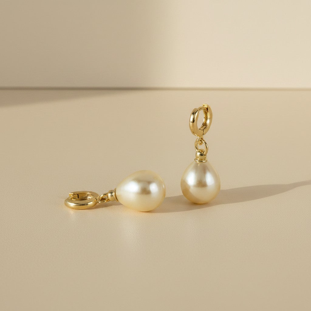 🤍 18k Gold Filled Pearl Drop Hoop Earrings — Vintage Soul. Modern Confidence. Every Day.