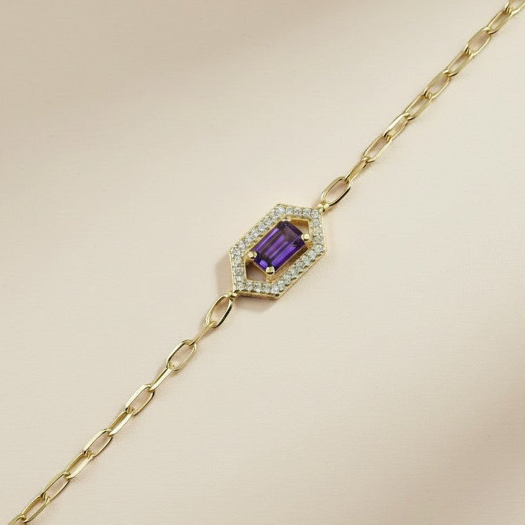 💎 18k Gold Vermeil Birthstone Baguette Bracelet — Your Month. Your Color. Your Stone.