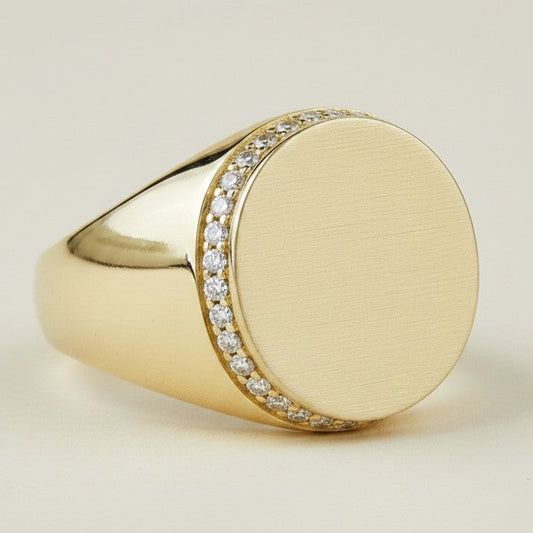 ✨ 18k Gold Filled Brushed Dome Ring with CZ Edge — Matte Center. Sparkling Rim. The Ring That Does Both.