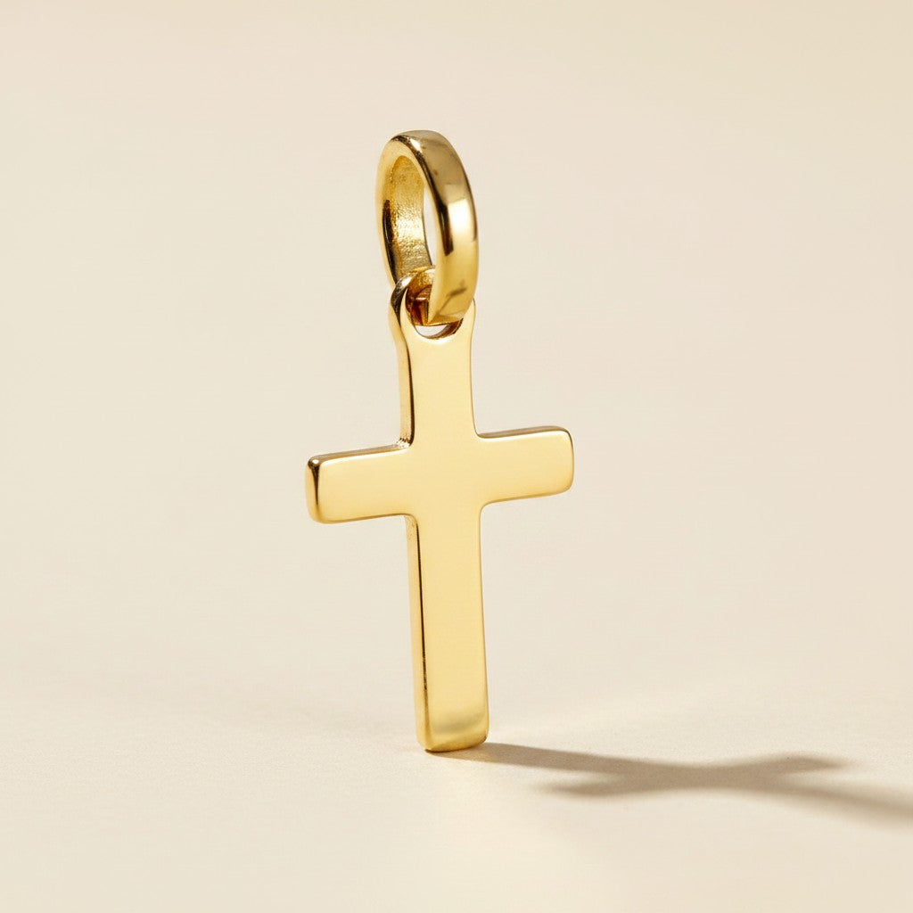 ✝️ 18k Gold Filled Mini Polished Cross Pendant — Faith in Its Most Essential Form.