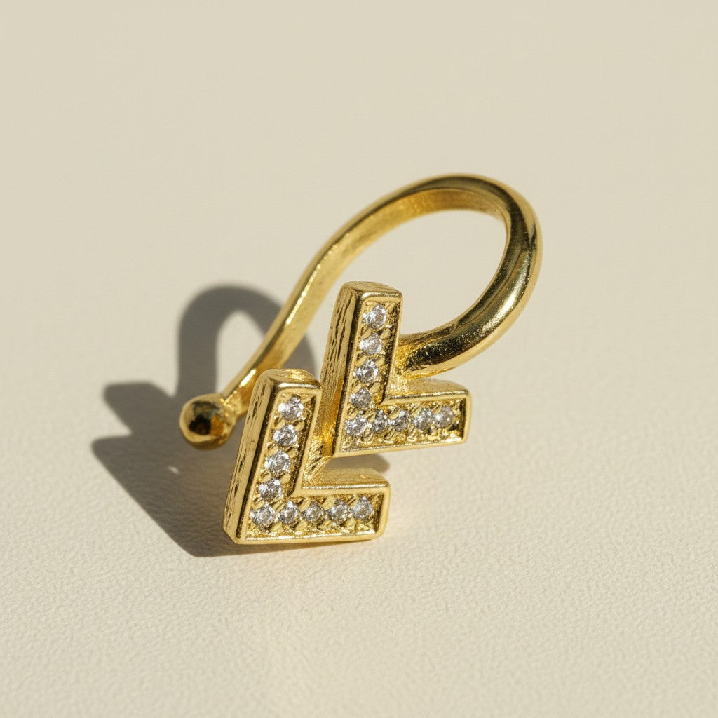 18k Gold Filled Arrow Chevron CZ Ear Cuff | Refined Everyday Sparkle