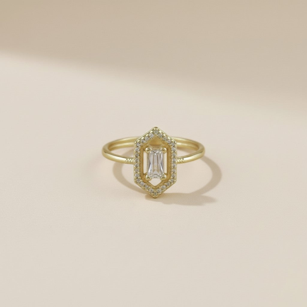 Elegant Baguette CZ Ring - Modern Statement Ring for Women