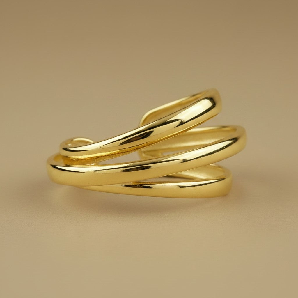 18k Gold Filled Three-Line Ear Cuff | No Piercing Required
