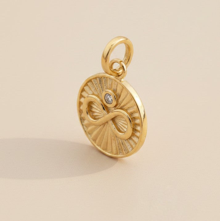 18k Gold Filled CZ Infinity Medallion Pendant — The Same Forever. A Little More Sparkle.