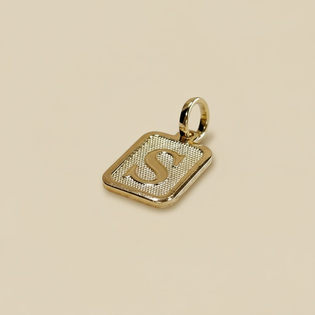 Personalized Initial Pendant - Textured Letter Necklace Charm for Women