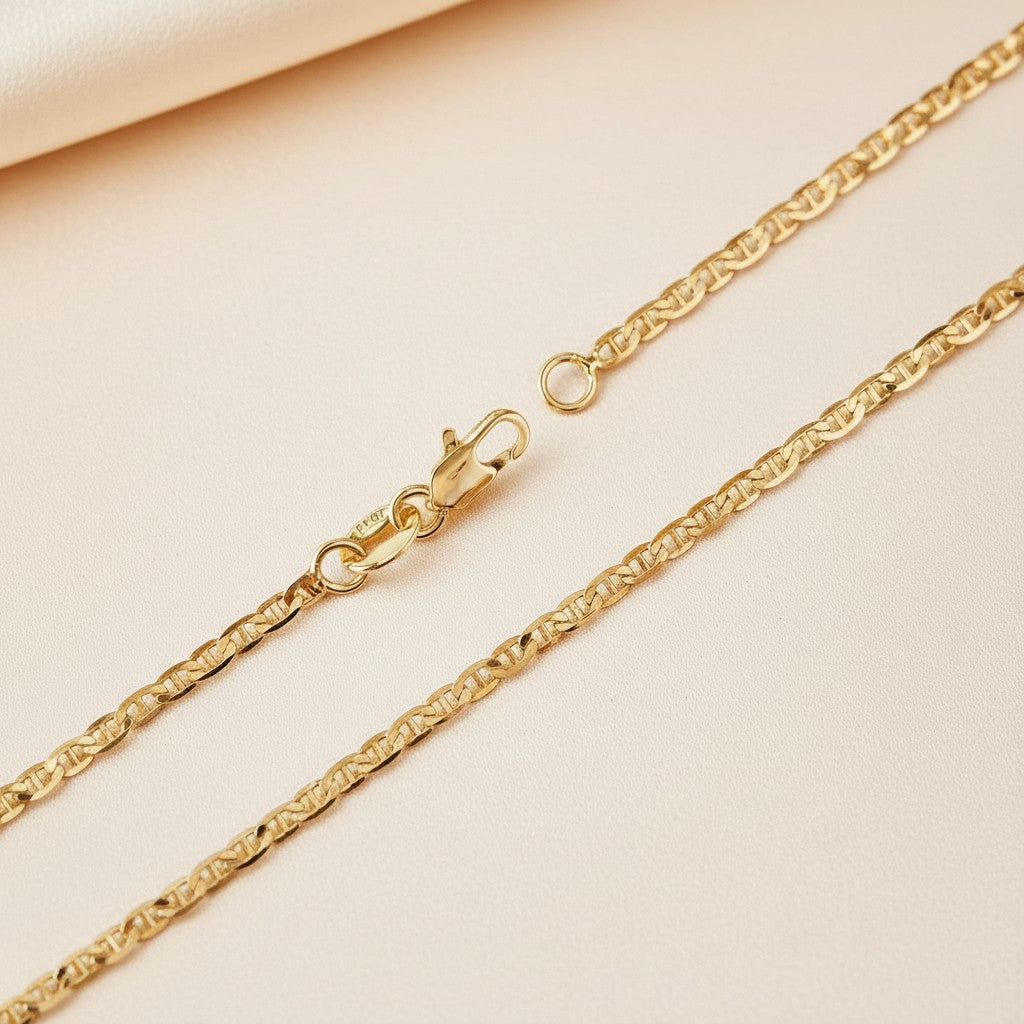 Flat Mariner Chain Necklace for Women - Dainty Minimalist Jewelry