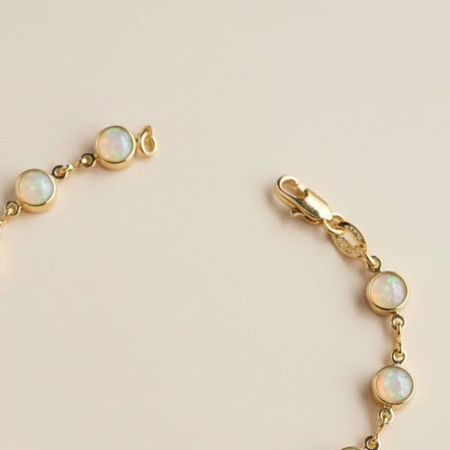 18k Gold Filled Rounded Opal Bracelet | Trendy Summer Statement