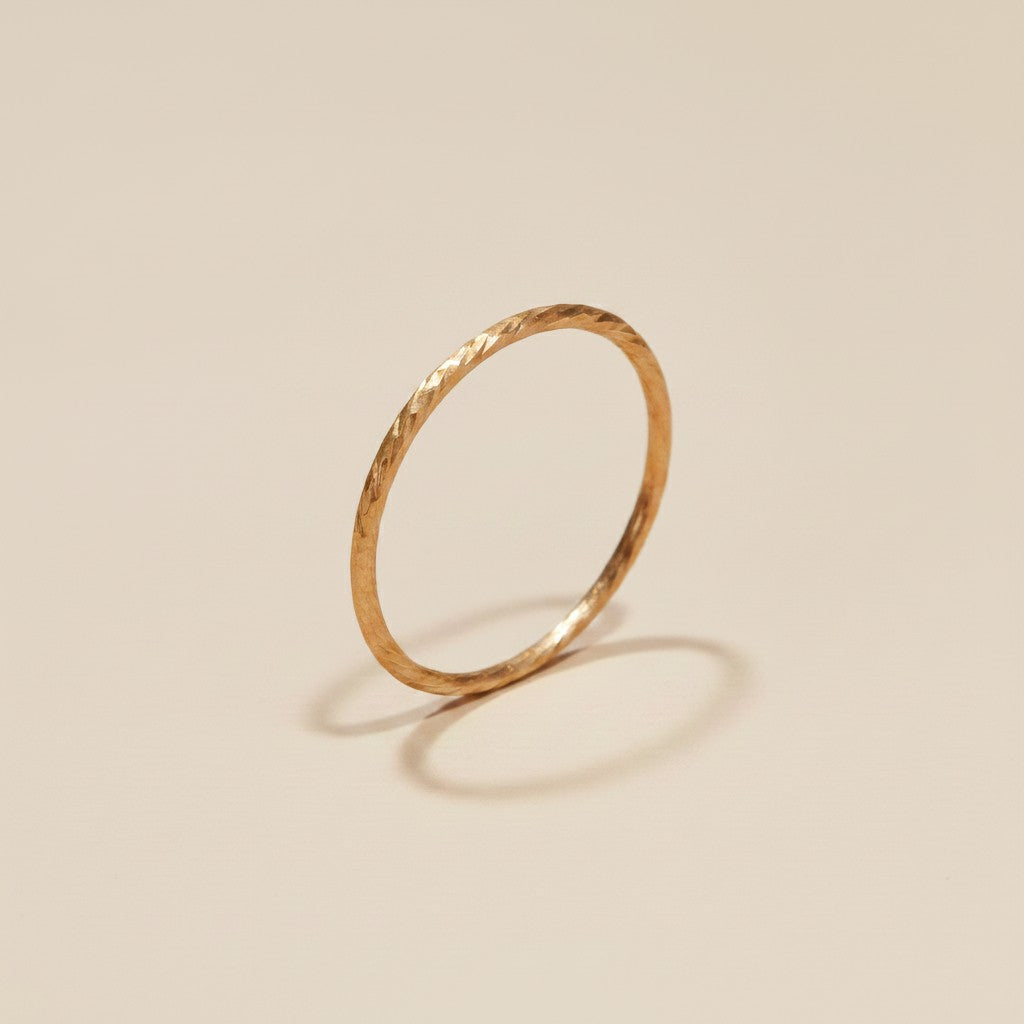 ✨ 14k Gold Filled Diamond Cut Stackable Ring — Stone-Free Sparkle at Its Most Minimal Width.